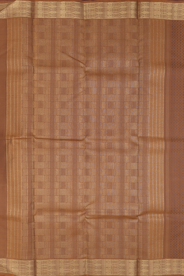 Kanchipuram Silk Saree Brown With Jacquard Pattern