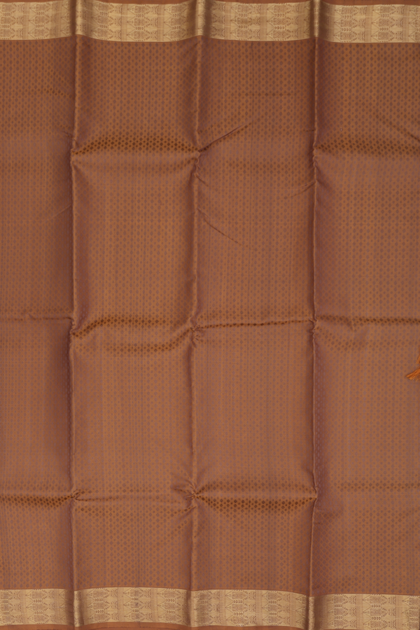 Kanchipuram Silk Saree Brown With Jacquard Pattern