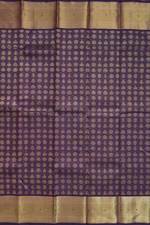 Kanchipuram Silk Saree In Deep Purple With Brocade Design
