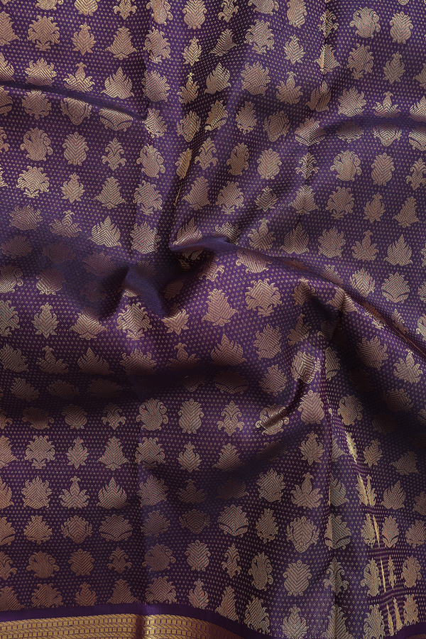 Kanchipuram Silk Saree In Deep Purple With Brocade Design