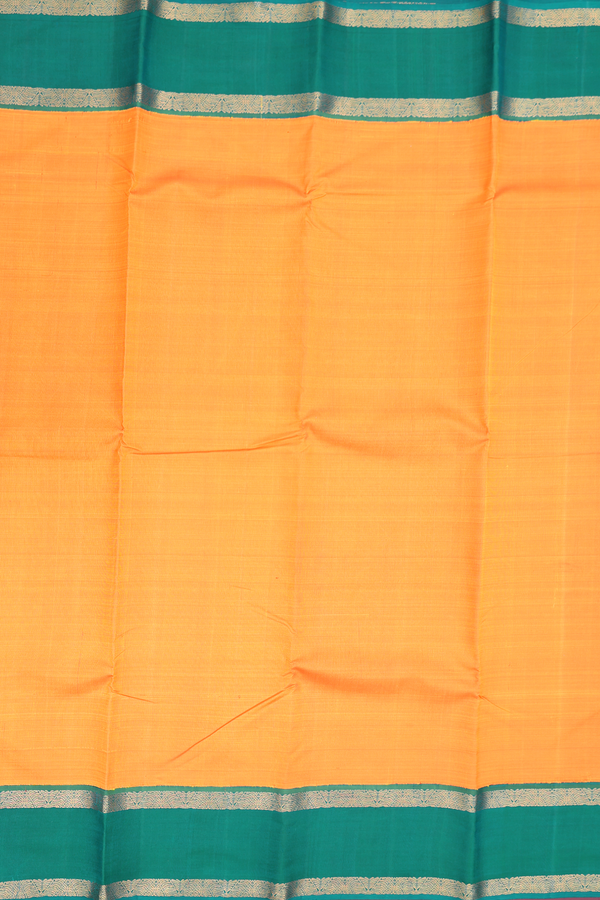 Kanchipuram Silk Saree In Orange With Contrast Border