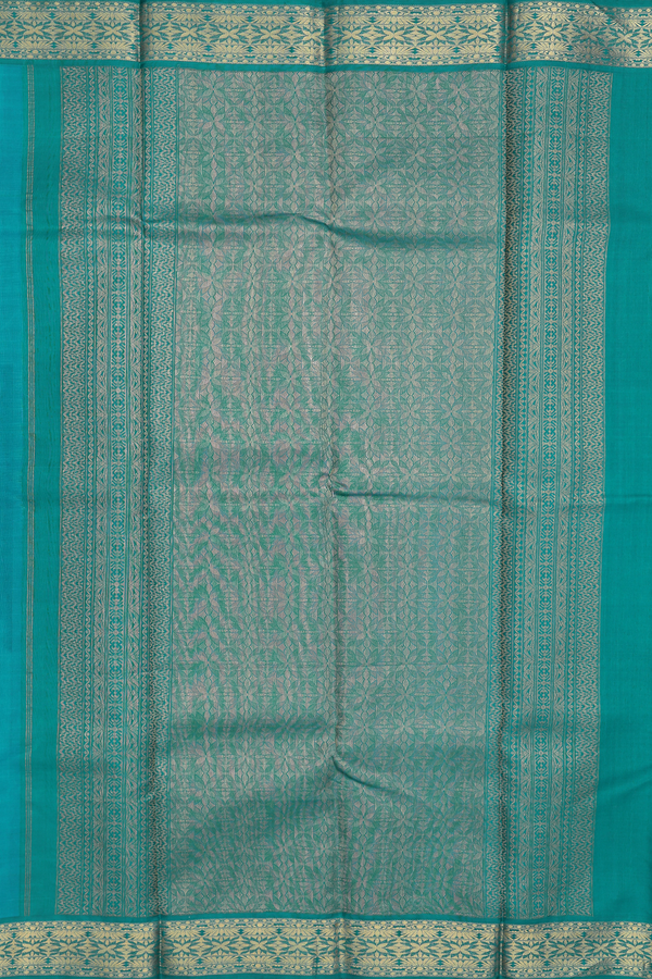 Kanchipuram Silk Saree In Blue With Rudraksh Buttas
