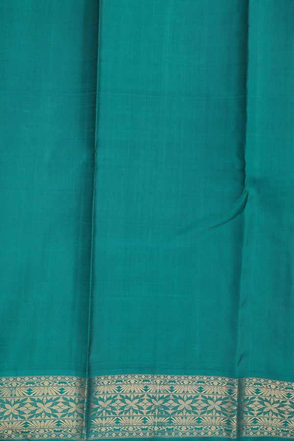 Kanchipuram Silk Saree In Blue With Rudraksh Buttas