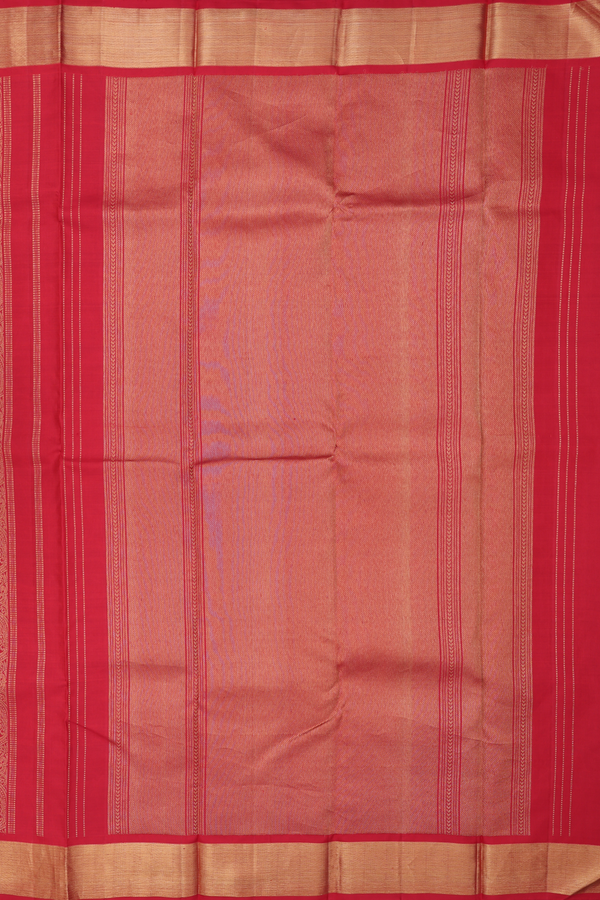 Kanchipuram Silk Saree In Scarlet Red With Brocade Design