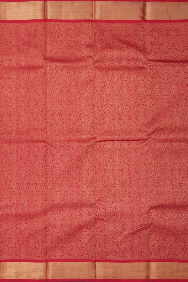 Kanchipuram Silk Saree In Scarlet Red With Brocade Design