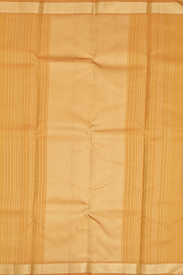 Kanchipuram Silk Saree In Mustard Yellow With Zari Buttas