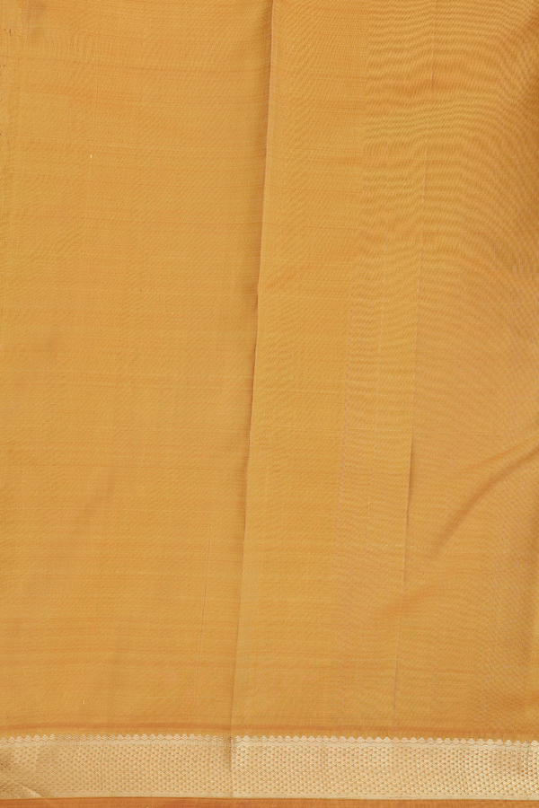 Kanchipuram Silk Saree In Mustard Yellow With Zari Buttas