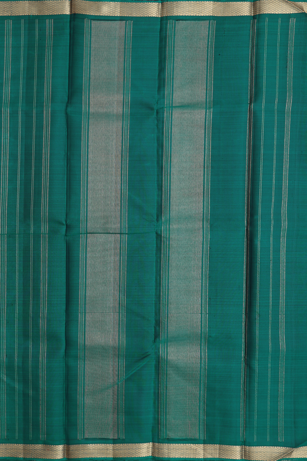 Kanchipuram Silk Saree In Forest Green With Zari Border