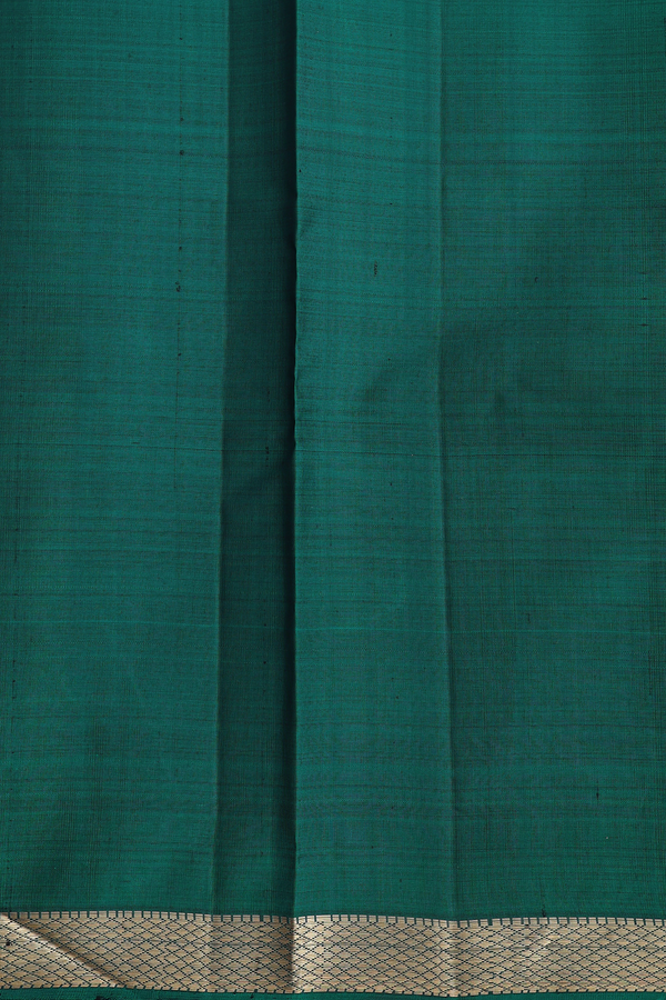 Kanchipuram Silk Saree In Forest Green With Zari Border
