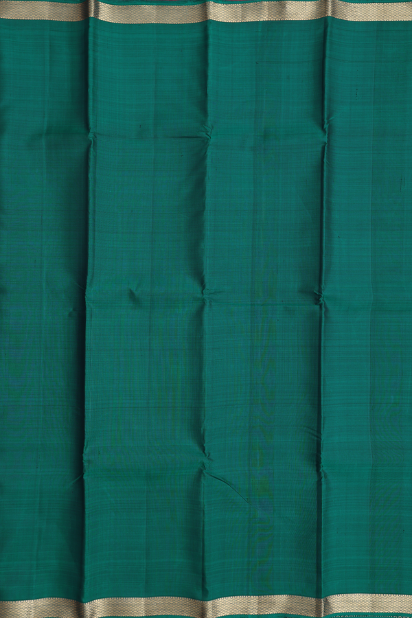 Kanchipuram Silk Saree In Forest Green With Zari Border