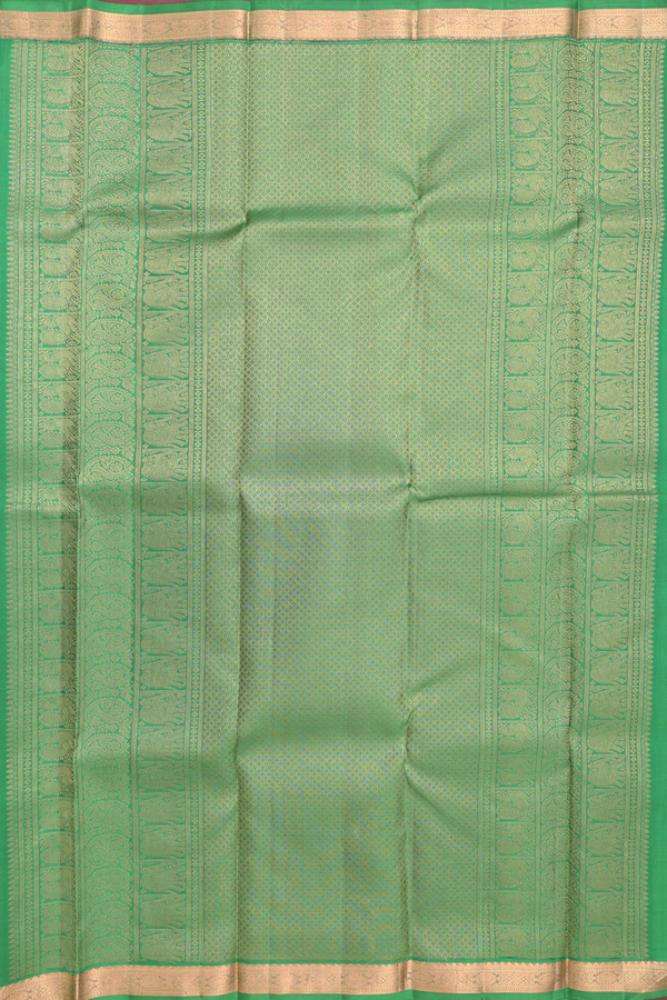 Kanchipuram Silk Saree In Green With Floral Buttis