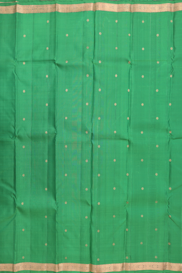 Kanchipuram Silk Saree In Green With Floral Buttis
