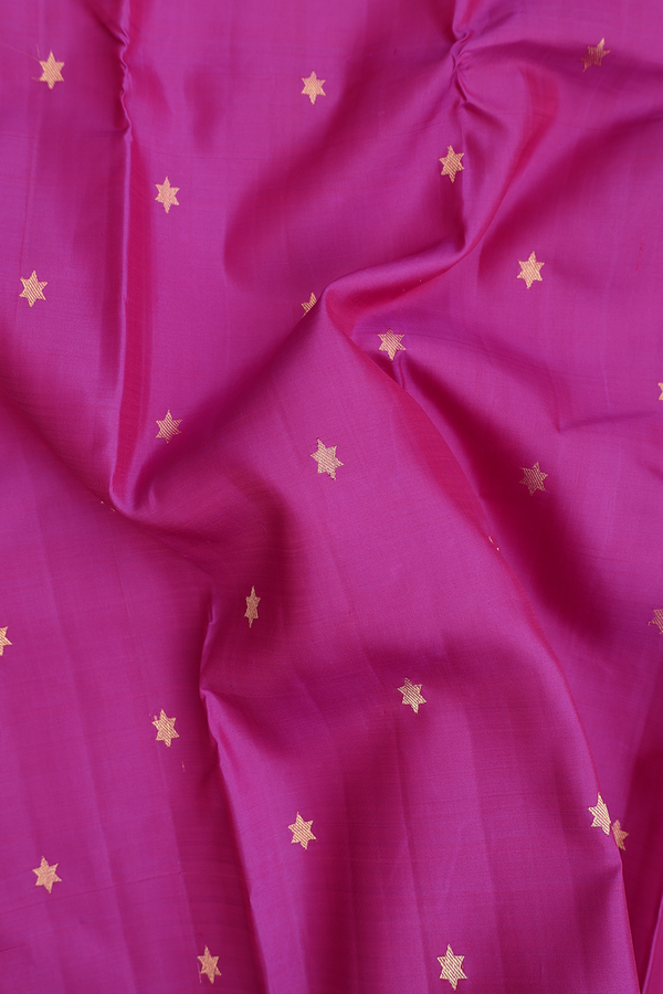 Kanchipuram Silk Saree In Dark Pink With Star Buttas