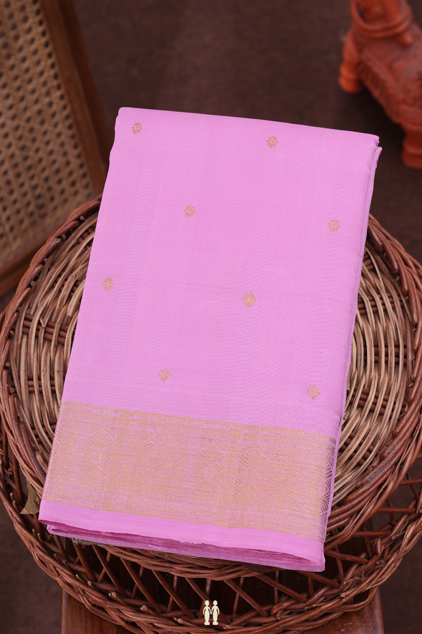 Kanchipuram Silk Saree In Pink With Floral Buttis