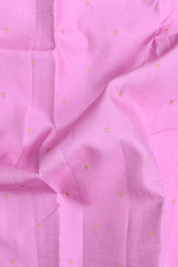 Kanchipuram Silk Saree In Pink With Floral Buttis