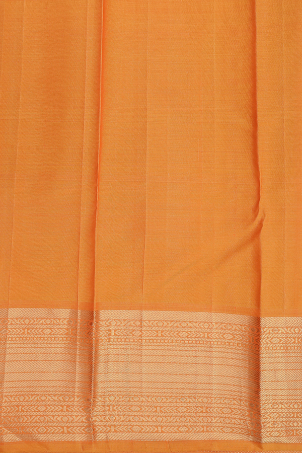Kanchipuram Silk Saree In Dual Tone Along Stripes With Buttas
