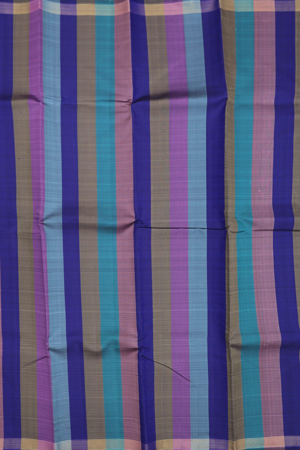 Kanchipuram Silk Saree In Multicolor With Stripes Design