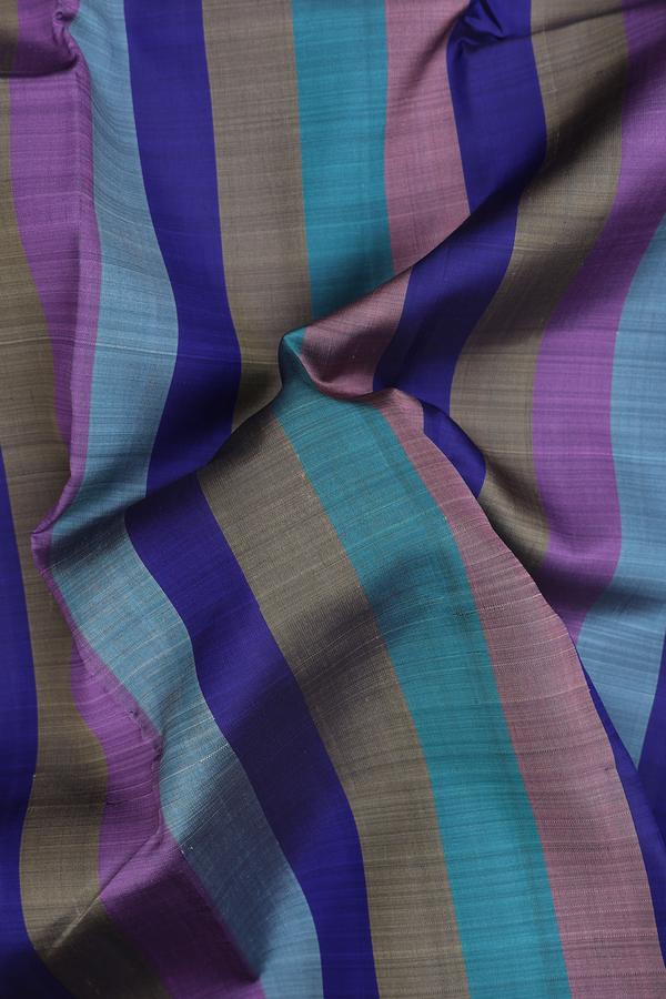 Kanchipuram Silk Saree In Multicolor With Stripes Design