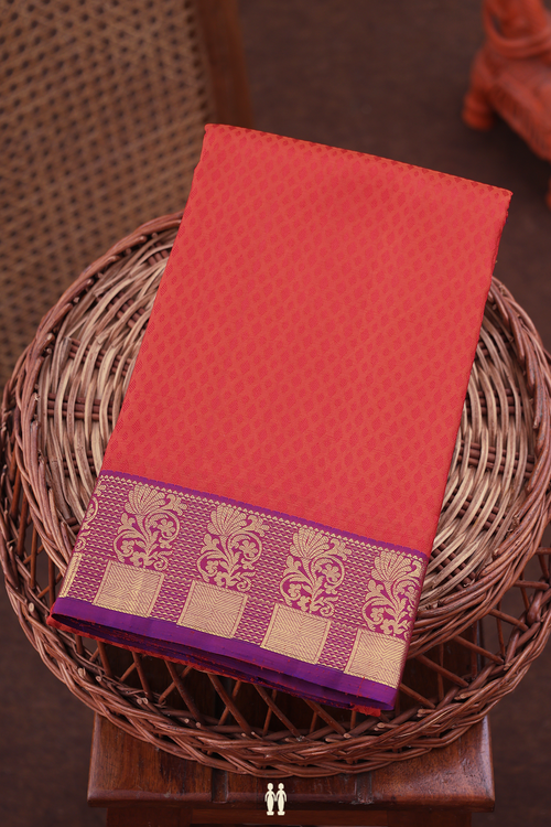 Kanchipuram Silk Saree In Spiced Orange With Jacquard Pattern