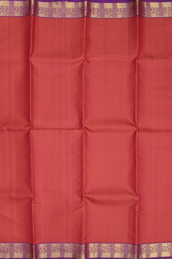 Kanchipuram Silk Saree In Spiced Orange With Jacquard Pattern