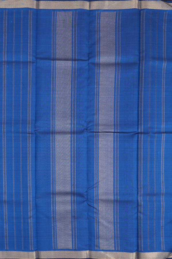 Kanchipuram Silk Saree Blue And Purple With Stripes Design