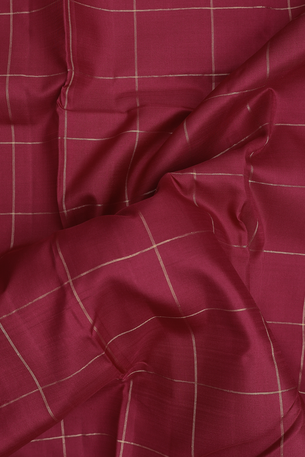 Kanchipuram Silk Saree In Hibiscus Red With Checks Design