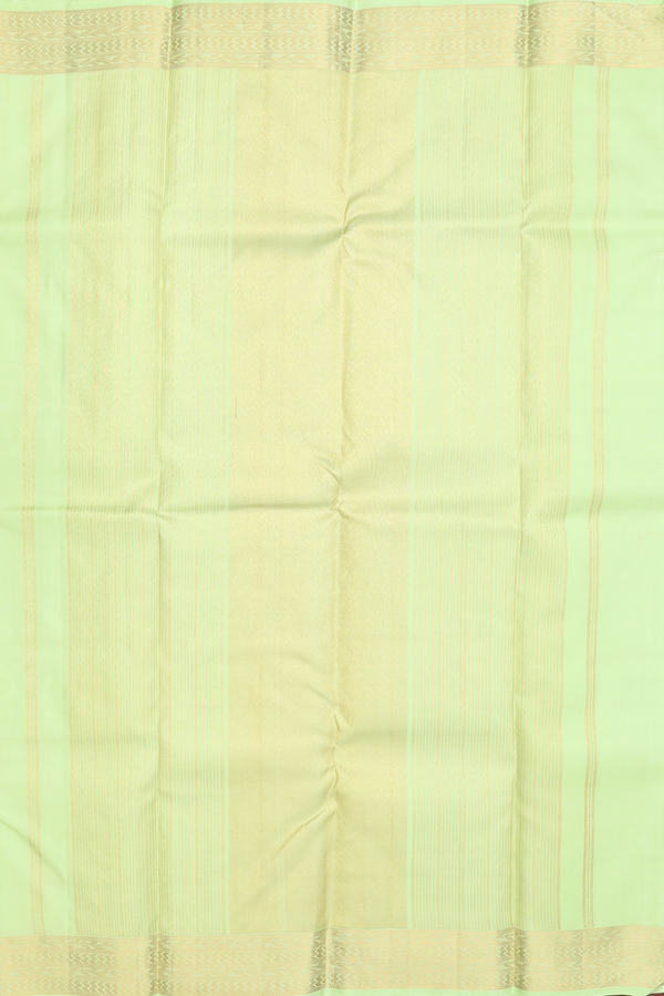 Kanchipuram Silk Saree In Pale Green With Stripes Along Motifs