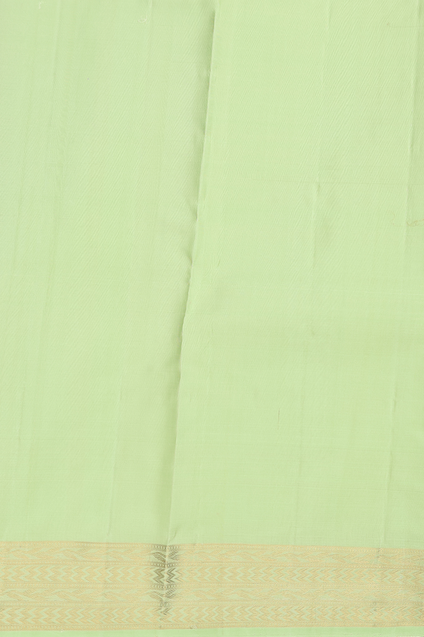 Kanchipuram Silk Saree In Pale Green With Stripes Along Motifs
