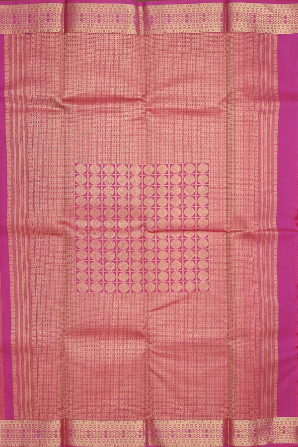 Kanchipuram Silk Saree In Coral Pink With Floral Buttas