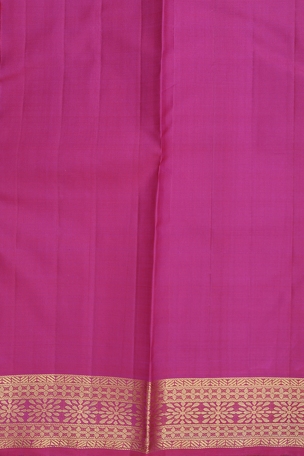 Kanchipuram Silk Saree In Coral Pink With Floral Buttas