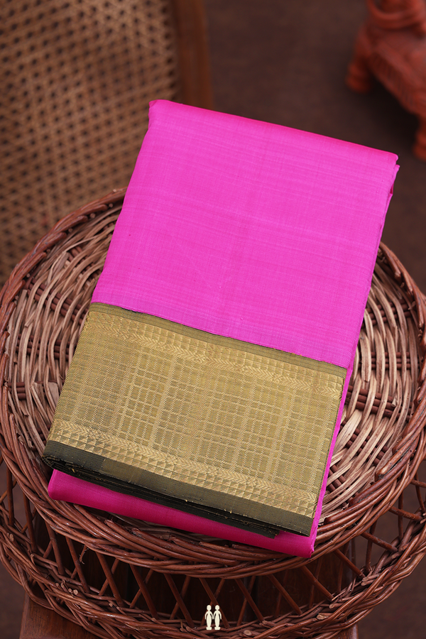 Kanchipuram Silk Saree In Dark Pink With Korvai Border