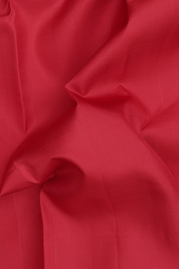 Kanchipuram Silk Saree In Chilli Red With Korvai Border
