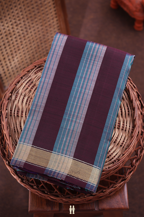 Kanchipuram Silk Saree In Multicolor With Stripes Design