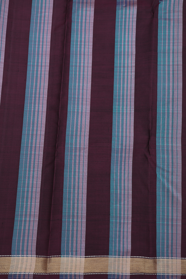 Kanchipuram Silk Saree In Multicolor With Stripes Design