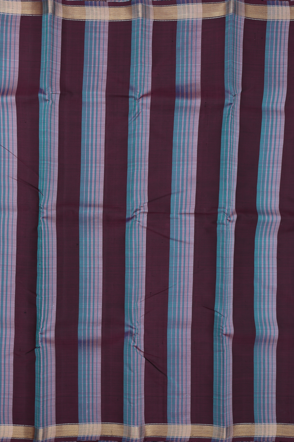 Kanchipuram Silk Saree In Multicolor With Stripes Design