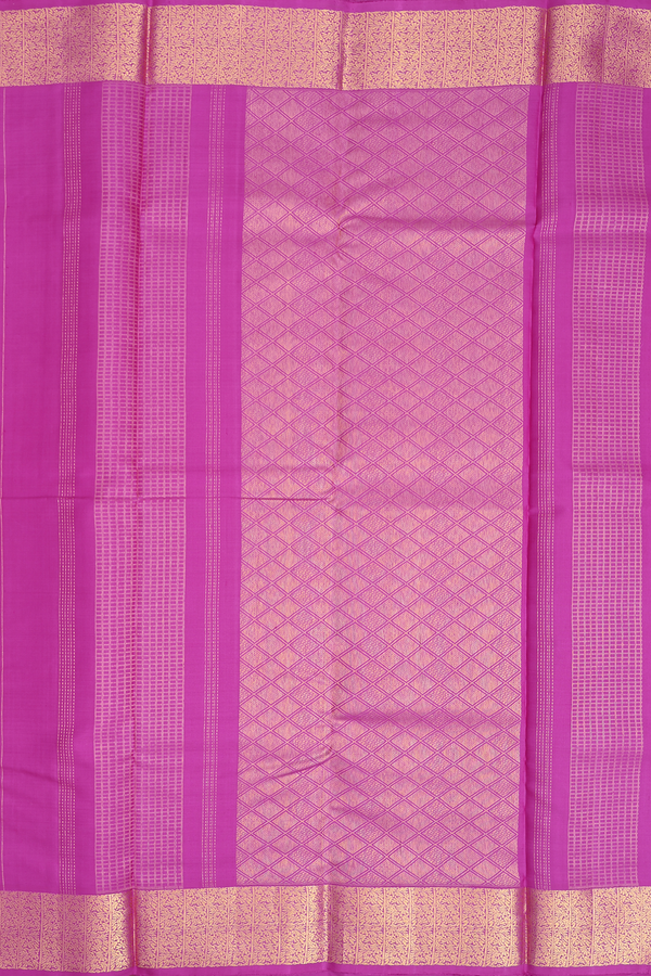 Kanchipuram Silk Saree In Purple Rose With Stripes Design