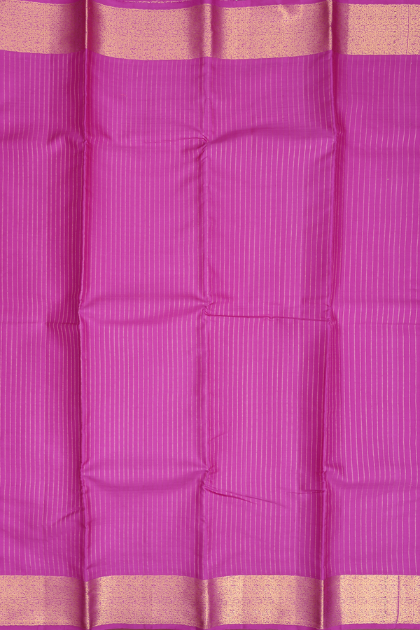 Kanchipuram Silk Saree In Purple Rose With Stripes Design