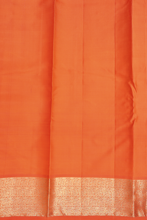 Kanchipuram Silk Saree In Royal Orange With Stripes Design