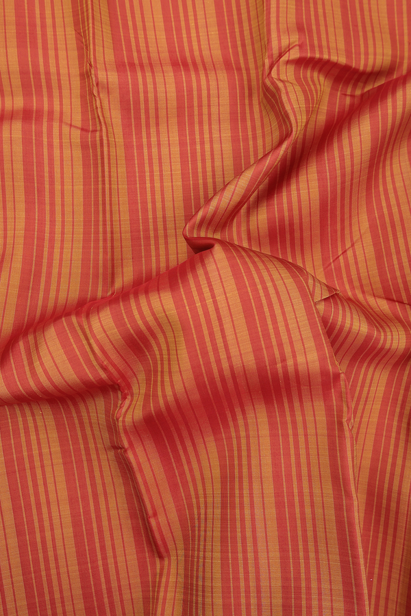 Kanchipuram Silk Saree In Shades Of Orange With Stripes Design