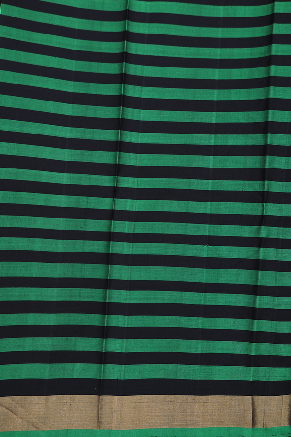 Kanchipuram Silk Saree In Green And Black With Checks Design