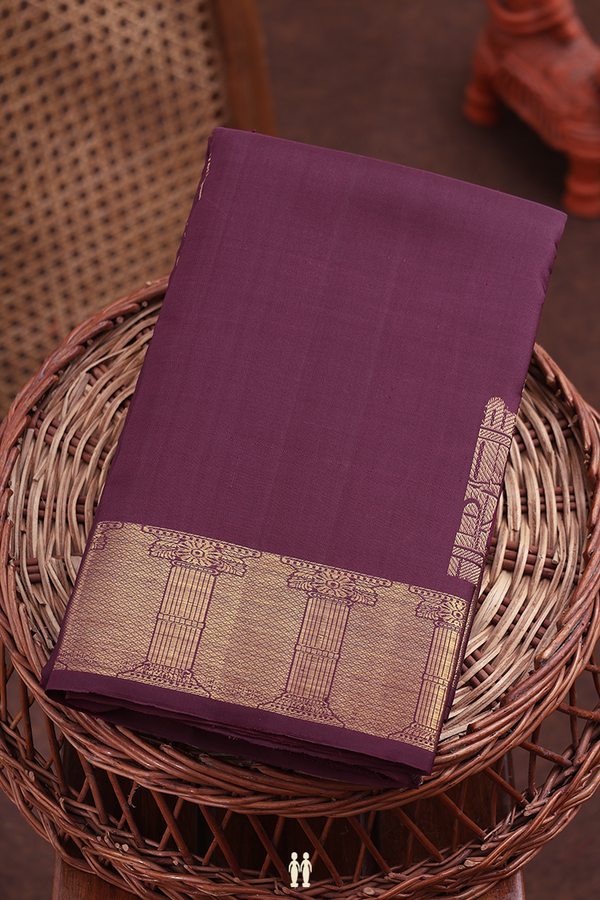 Kanchipuram Silk Saree In Brown With Chettinad Mahal Motifs