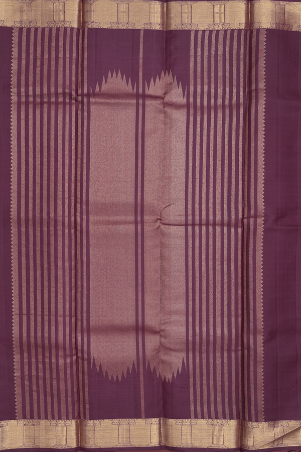 Kanchipuram Silk Saree In Brown With Chettinad Mahal Motifs