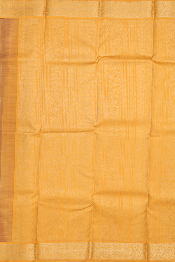 Kanchipuram Silk Saree In Rust Orange With Zari Buttas