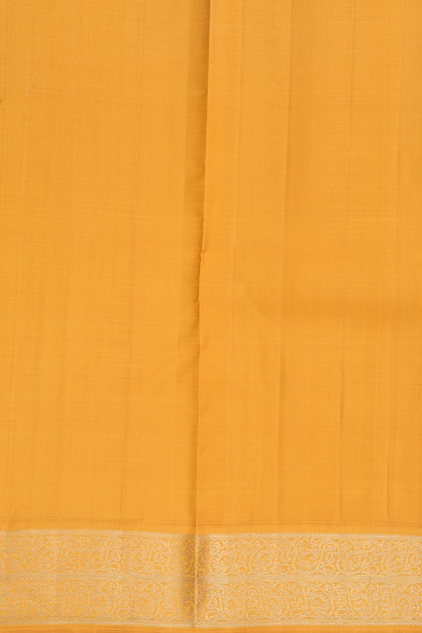 Kanchipuram Silk Saree In Rust Orange With Zari Buttas