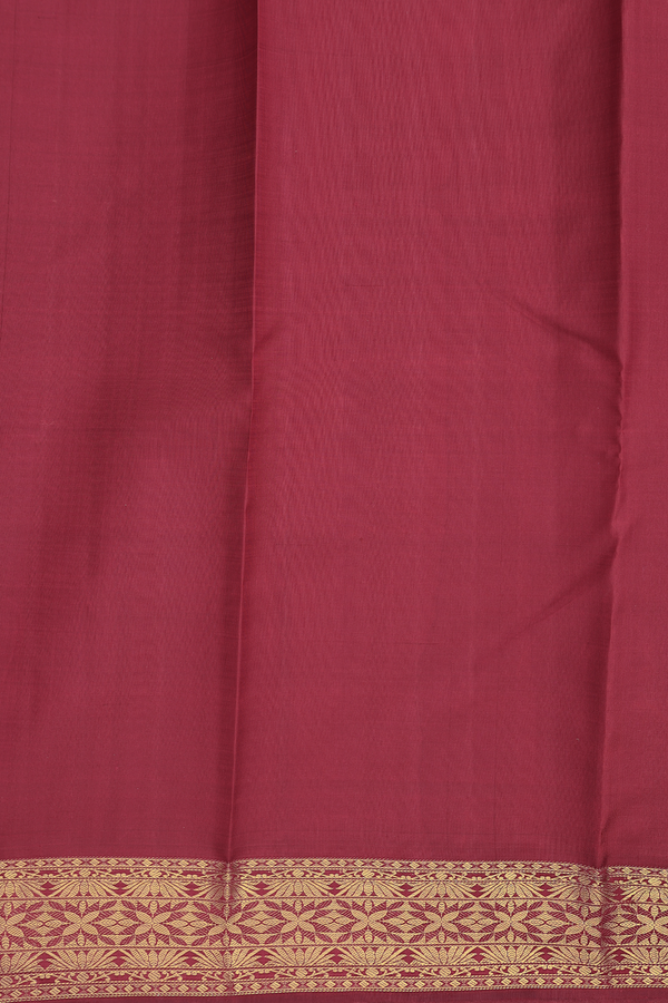 Kanchipuram Silk Saree In Copper Brown With Rudraksh Buttas