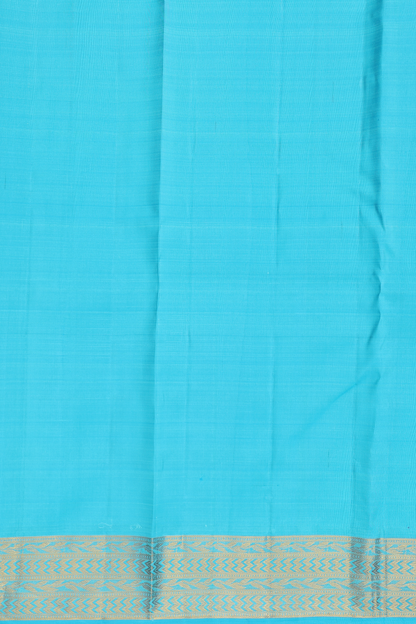 Kanchipuram Silk Saree In Blue With Stripes Design