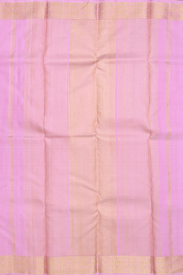 Kanchipuram Silk Saree In Pink With Stripes Along Motifs