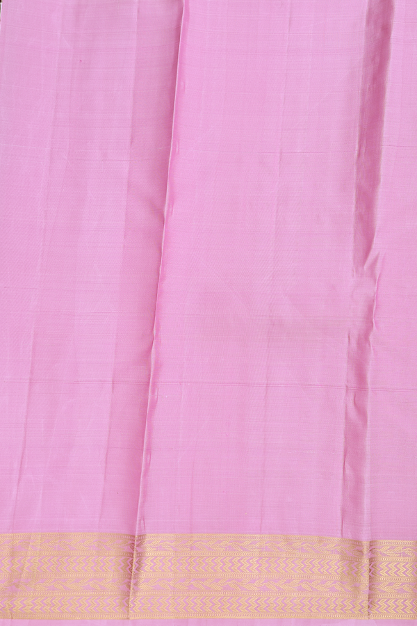 Kanchipuram Silk Saree In Pink With Stripes Along Motifs