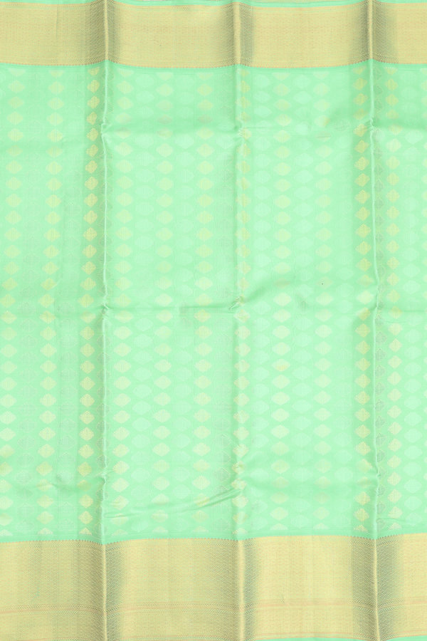 Kanchipuram Silk Saree In Light Green With Threadwork Buttas