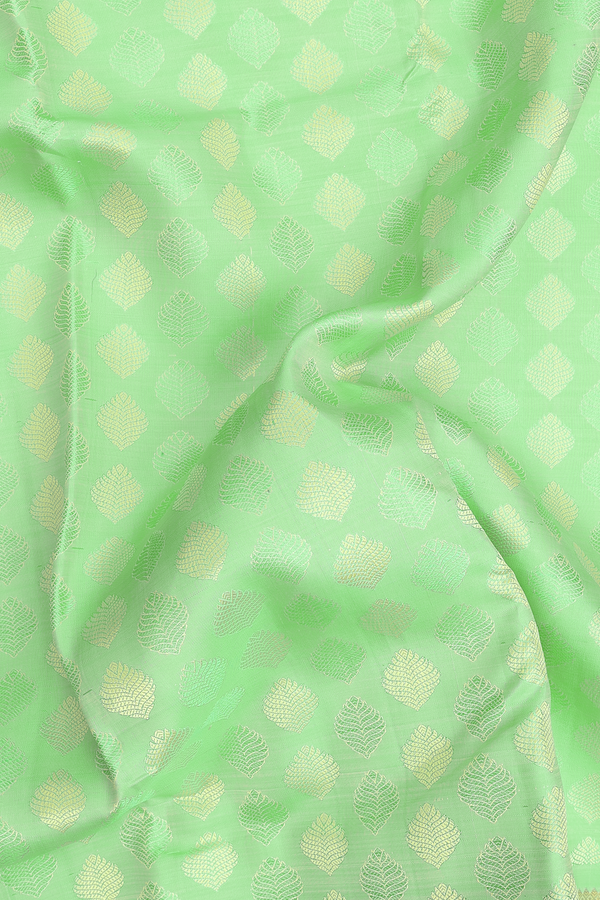 Kanchipuram Silk Saree In Light Green With Threadwork Buttas
